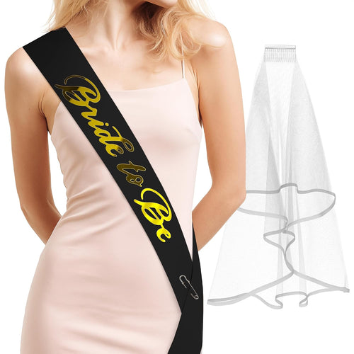 Bride to Be Sash & Veil (Black)