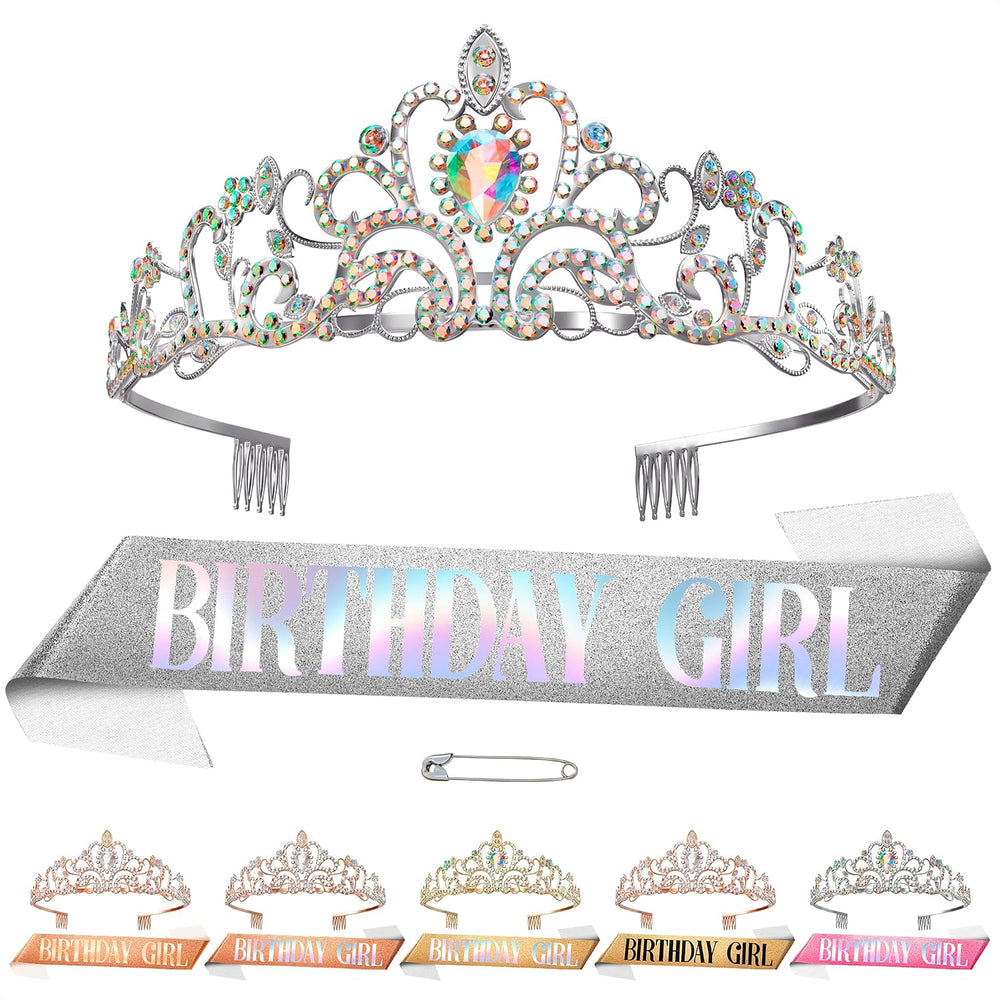 Birthday Sash & Tiara Set (Silver)