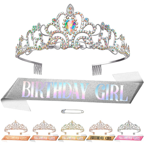 Birthday Sash & Tiara Set (Silver)