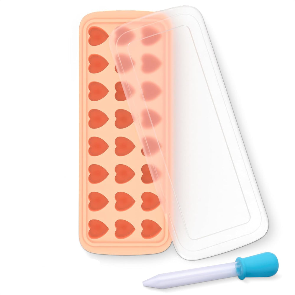 Heart Ice Cube Tray with Lid, 24 cavities