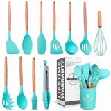 Kitchen Utensil Set with Holder, 12 pcs (Teal)