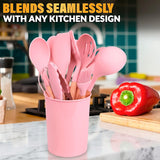 Kitchen Utensil Set with Holder, 12 pcs (Pink)