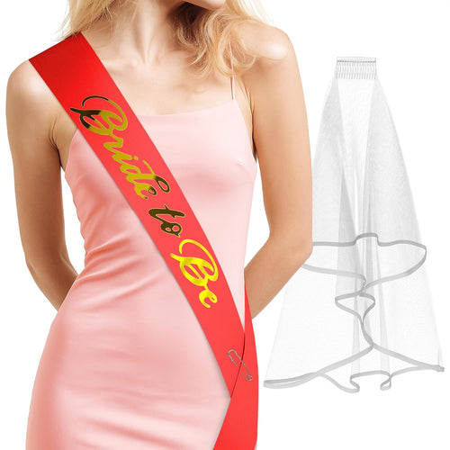 Bride to Be Sash & Veil (Burgundy)