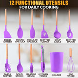 Kitchen Utensil Set with Holder, 12 pcs (Purple)