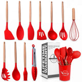 Kitchen Utensil Set with Holder, 12 pcs (Red)