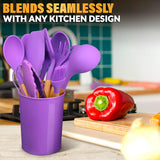 Kitchen Utensil Set with Holder, 12 pcs (Purple)