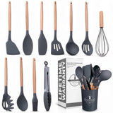 Kitchen Utensil Set with Holder, 12 pcs (Grey)