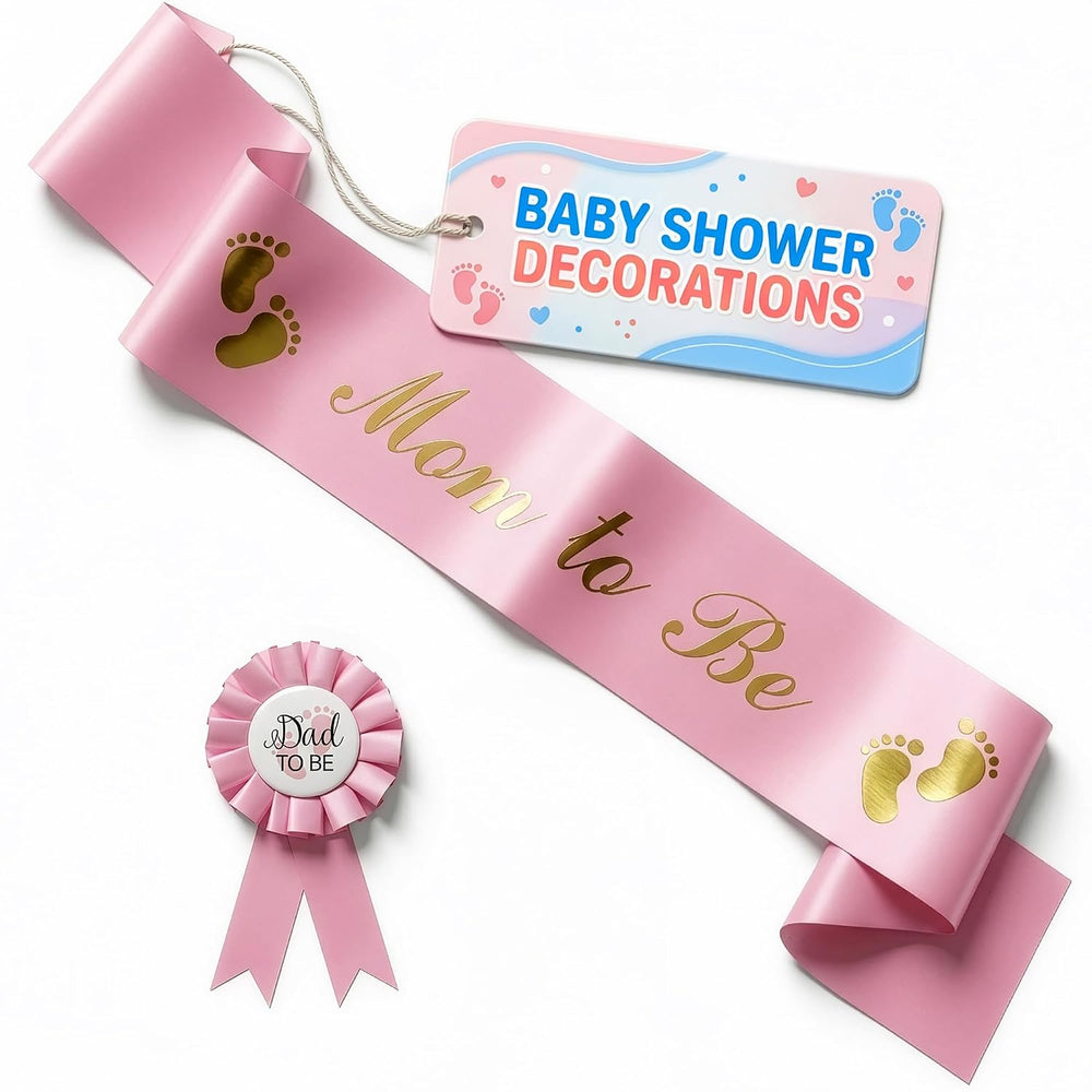 Mom to Be Sash & Dad to Be Pin (Pink)