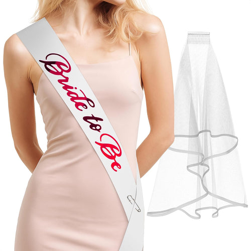 Bride to Be Sash & Veil (White & Pink)