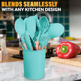 Kitchen Utensil Set with Holder, 12 pcs (Teal)