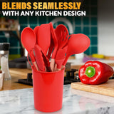 Kitchen Utensil Set with Holder, 12 pcs (Red)