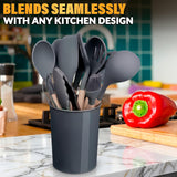Kitchen Utensil Set with Holder, 12 pcs (Grey)