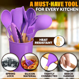 Kitchen Utensil Set with Holder, 12 pcs (Purple)