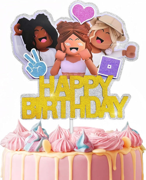 Girl Gamer Cake Topper, 8.3 × 6.3"