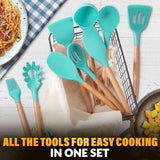Kitchen Utensil Set with Holder, 12 pcs (Teal)