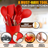 Kitchen Utensil Set with Holder, 12 pcs (Red)