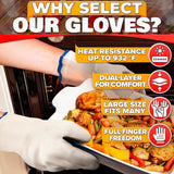 Aramid Oven Gloves with Fingers (Black)