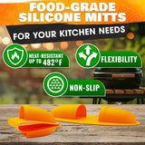 Silicone BBQ Grill Mitts, 2 pcs (Yellow)