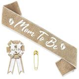 Mom to Be Sash & Dad to Be Pin (Burlap)