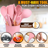 Kitchen Utensil Set with Holder, 12 pcs (Pink)