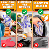 Aramid Oven Gloves with Fingers (Red)