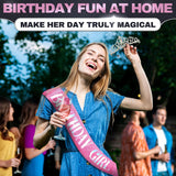 Birthday Sash & Tiara Set (Pink & Silver)