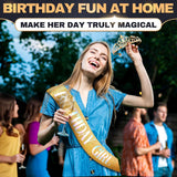 Birthday Sash & Tiara Set (Yellow & Bronze)