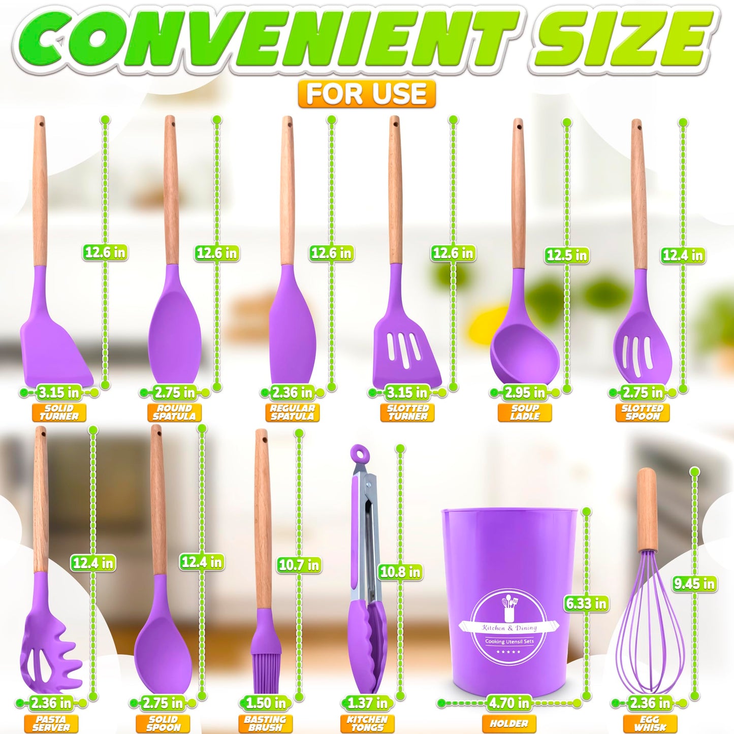 Silicone Purple Kitchen Utensils Set