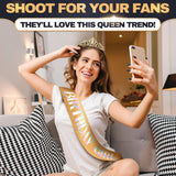 Birthday Sash & Tiara Set (Yellow & Bronze)