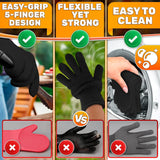 Aramid Oven Gloves with Fingers (Grey)