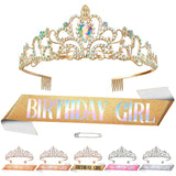 Birthday Sash & Tiara Set (Yellow & Bronze)
