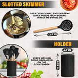 Kitchen Utensil Set with Holder, 14 pcs (Black)