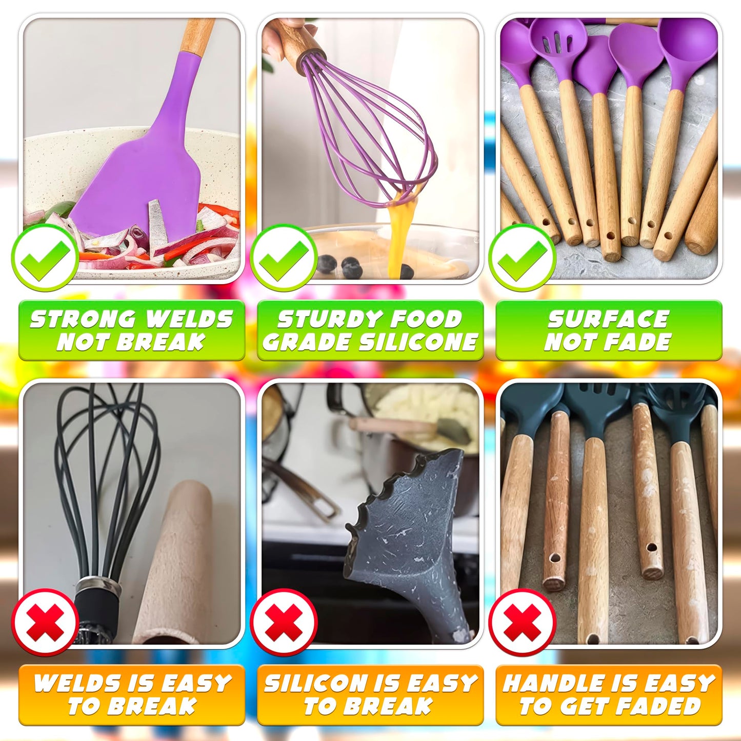 Silicone Purple Kitchen Utensils Set