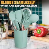 Kitchen Utensil Set with Holder, 12 pcs (Light Green)