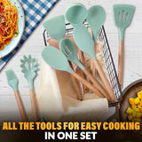 Kitchen Utensil Set with Holder, 12 pcs (Light Green)