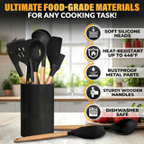 Kitchen Utensil Set with Holder, 14 pcs (Black)