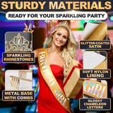 Birthday Sash & Tiara Set (Yellow & Bronze)
