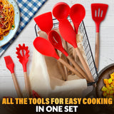 Kitchen Utensil Set with Holder, 12 pcs (Red)