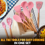 Kitchen Utensil Set with Holder, 12 pcs (Pink)