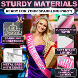 Birthday Sash & Tiara Set (Pink & Silver)