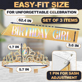 Birthday Sash & Tiara Set (Yellow & Bronze)
