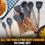 Kitchen Utensil Set with Holder, 12 pcs (Grey)