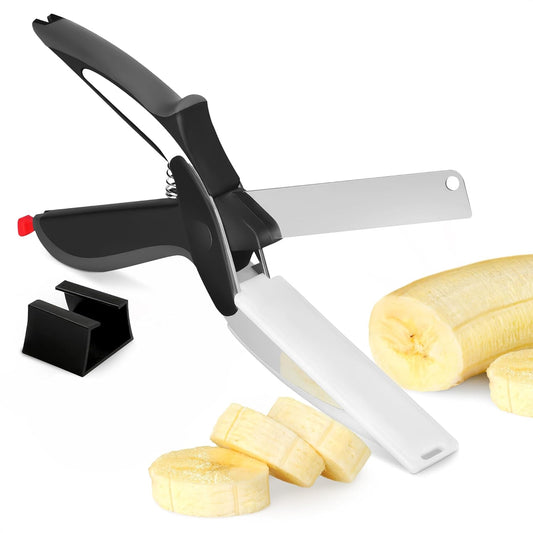 Food scissors with cutting board and knife scissors